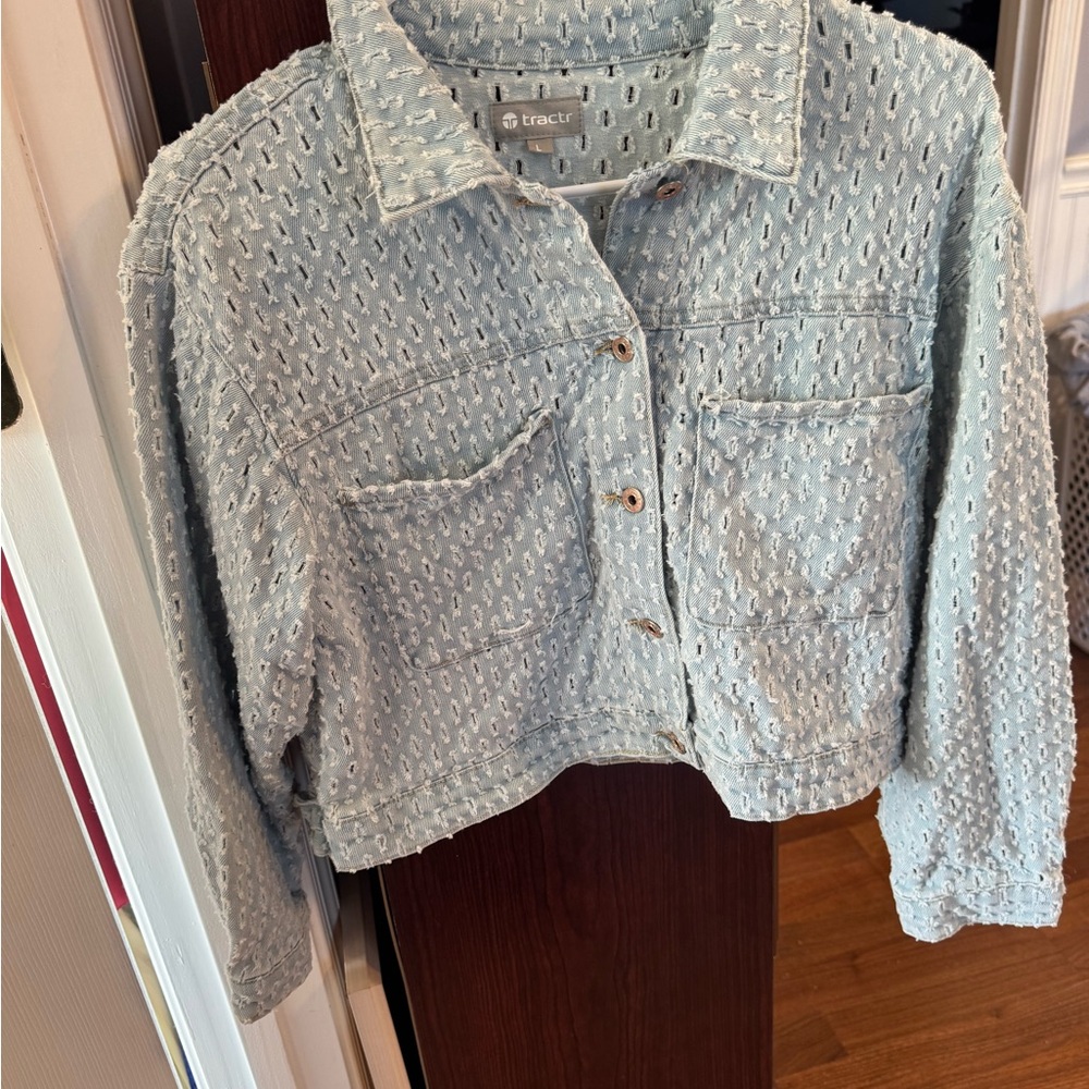 Tractr Light Blue Textured Women's Jacket